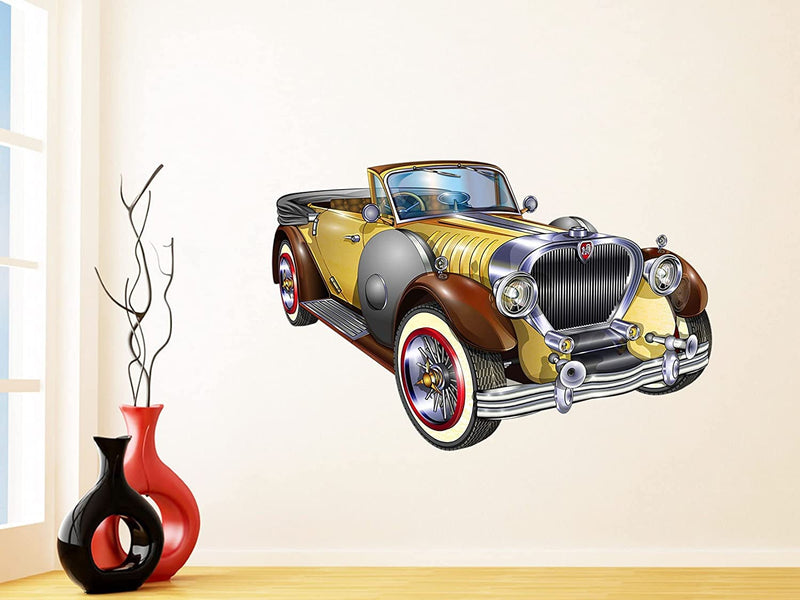 Techgifti Model Retro Old Car Wall Sticker for Living Room, Bedroom, Office (Size - 50 Cm X 80 Cm)