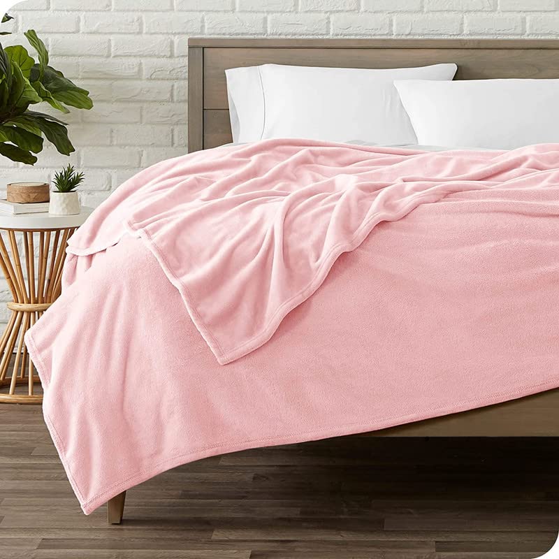 BSB HOME® Premium Plush Double Blanket | 300 GSM Lightweight Cozy Soft for Bed, Sofa, Couch, Travel & Camping| 220x230 cm or 86x90 inches | Pink