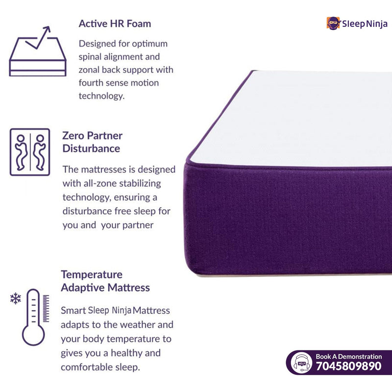 Sleep Ninja Dual Side High Density Foam Mattress | 6 inch Queen Size Soft and Firm Reversible Mattress | Double Comfort | 10 Years Warranty | Free Pillows (78 * 66 * 6 Inches)