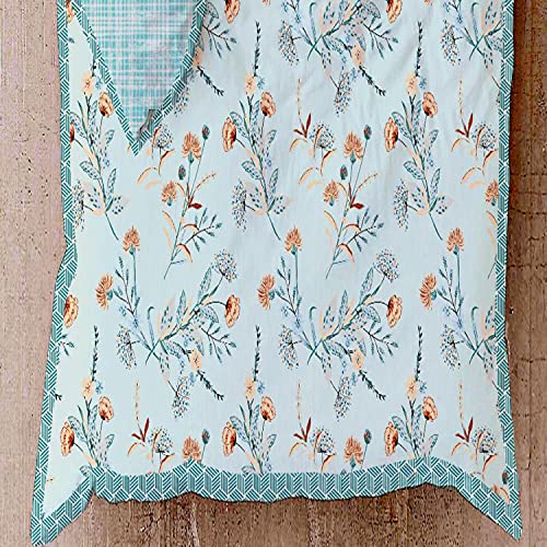 HAWTE Floral Double AC Blanket for AC Room (Cotton, Sky Blue)