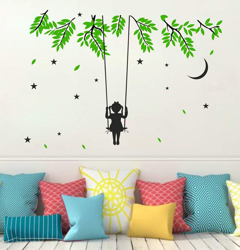 Tuffuk Little Girl Multi Extra Large PVC Vinyl Wallsticker for Home Decorations (120 cm x 80 cm)6TZ002