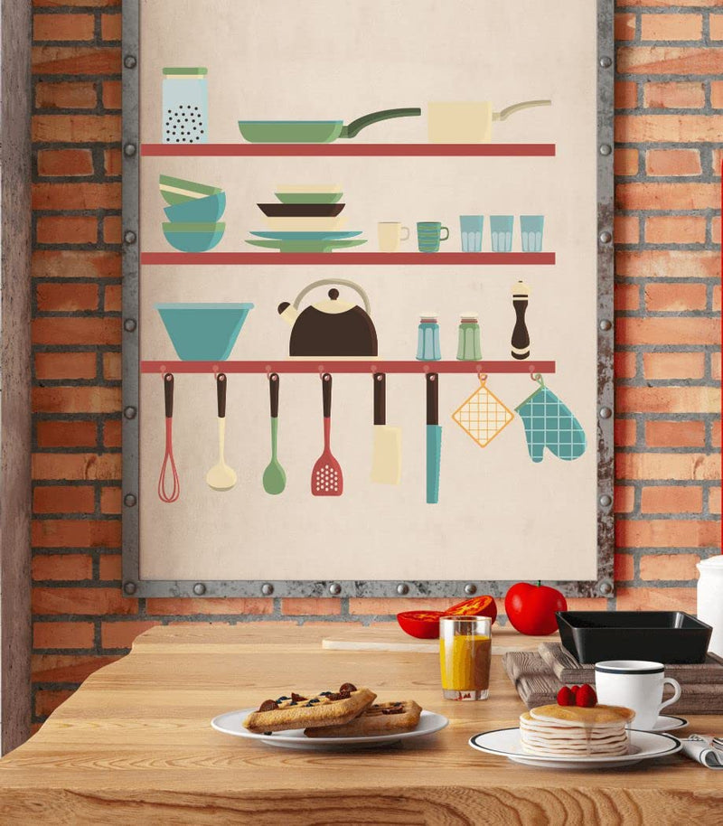 Delight Art Kitchen Utensils Medium Reusable Wall Sticker Size - ( 54*53 ) cm Model id - ( DAMC00605L )