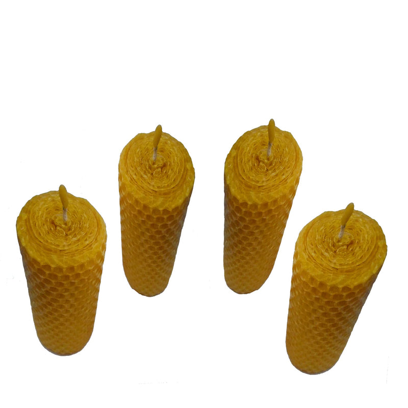 Beeswax Pillar Candles- Big Size || 3.74 inches x 1.77 inches 16 Hours%100 Pure Bees Wax Candles. (Pack of 4)