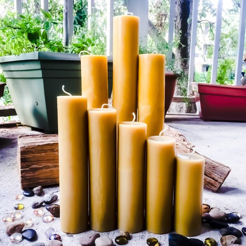 100% Pure Beeswax Pillar Candles | Handmade Beeswax Pillar Gift Set | Beeswax Pillar Candle Sets 14" 9" 6" 5" 4" 3" | Candle Collection Gift Set (Set of All 6)