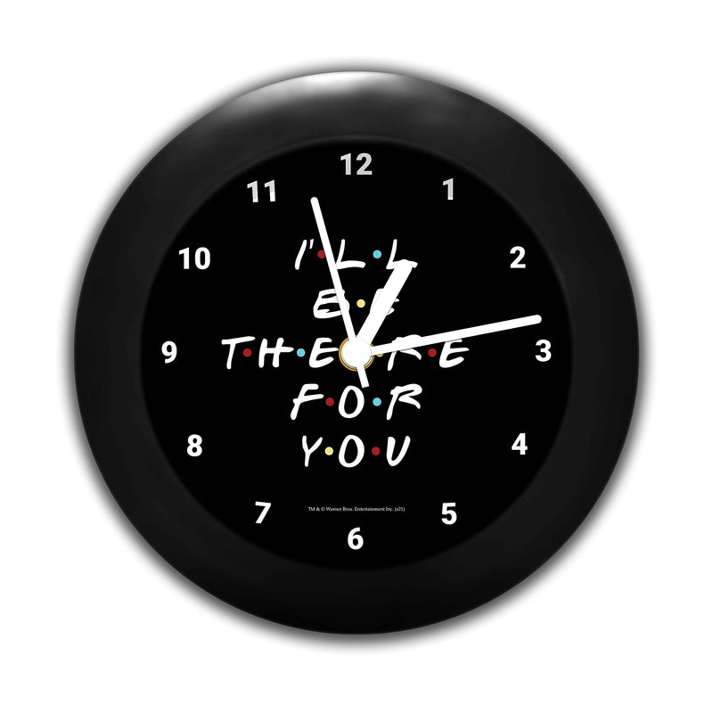 MCSID RAZZ - Friends TV Series - I'll Be There for You (Black) Round Table Clock (with Numbers) - Officially Licensed by Warner Bros, USA.