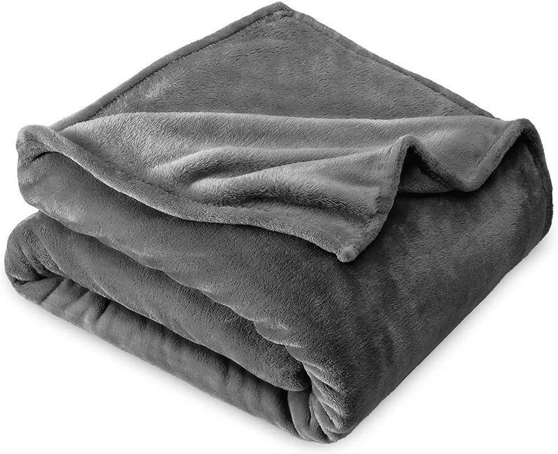 BSB HOME Polyester Premium Plush Single Blanket | 300 GSM Lightweight Cozy Soft for Bed, Sofa, Couch, Travel & Camping| 150X220 Cm Or 60X86 Inches | Grey, 200 Tc