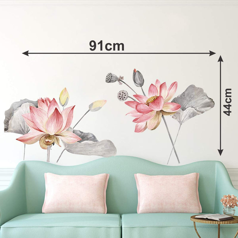 VCREATE DECOR Lotus Design Wall Sticker & Dceal (PVC Vinyl,Size-58 CM X 56 CM)