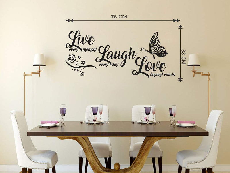 Divine Designs™ PVC Vinyl Self-Adhesive 'Live Laugh Love' Wall Sticker for Living Room, Bedroom, Office Wall Decoration (30 X 13 INCH) Pack 1