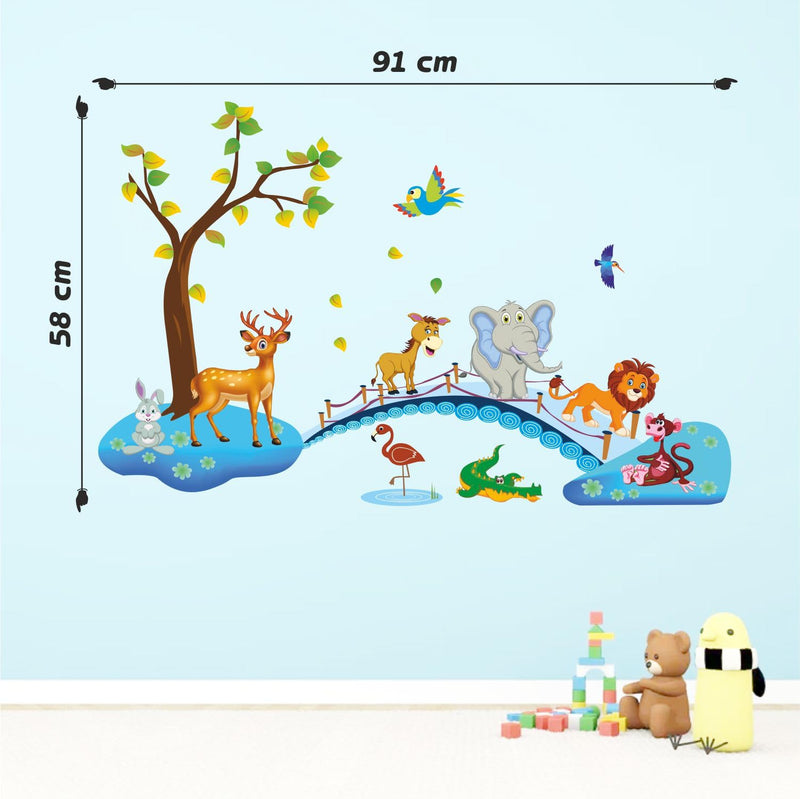 Art's Cafe | Baby Elephant Bathing 3D Wall Sticker Decorative for Kids Room Play School (17.5 x 20.5 inch)