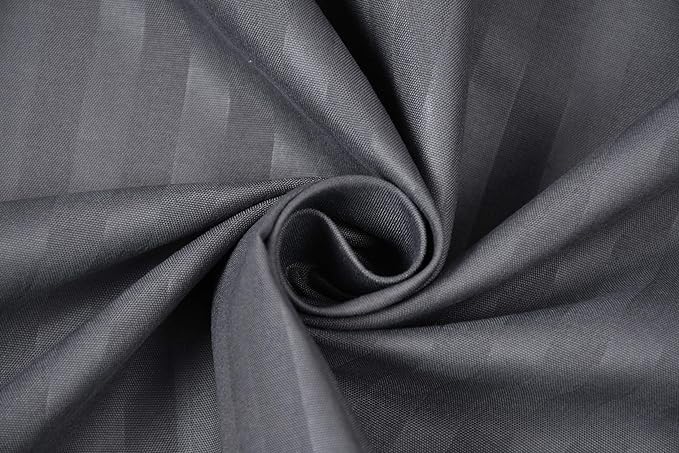 DECOR2ADMIRE 300 TC Glace Cotton All Round Elastic Fitted Plain Stripe Queen Size Bedsheet with 2 Pillow Covers 90 x 100 Inches or 60" x 78" Fits Upto 8 Inch Mattress (Dark Grey)