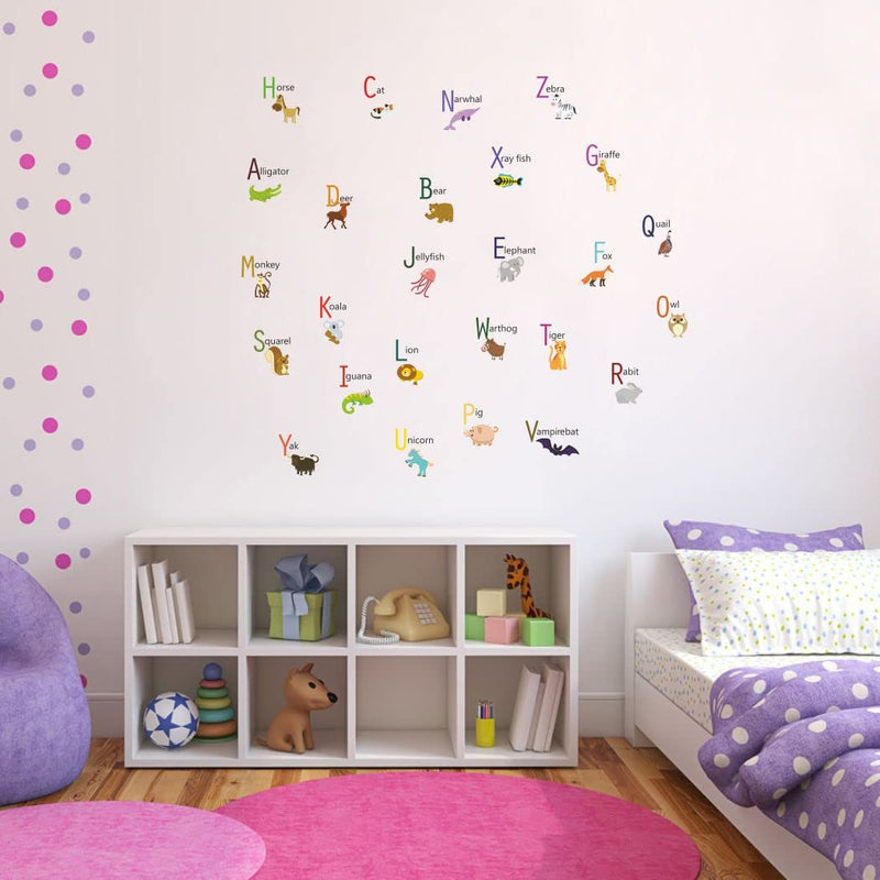 Delight Art Flat Design of Animal Alphabets Wall Sticker Size - (101 * 91) cm Model id - (DAMC00582L)