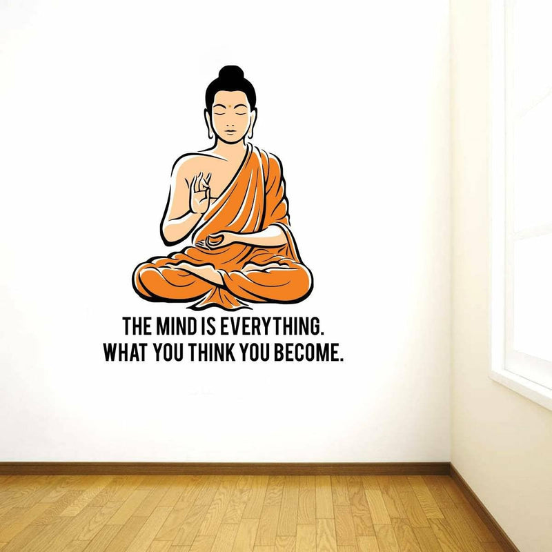 GADGETS WRAP Peaceful Buddha and Quote on Mind ' Large Size