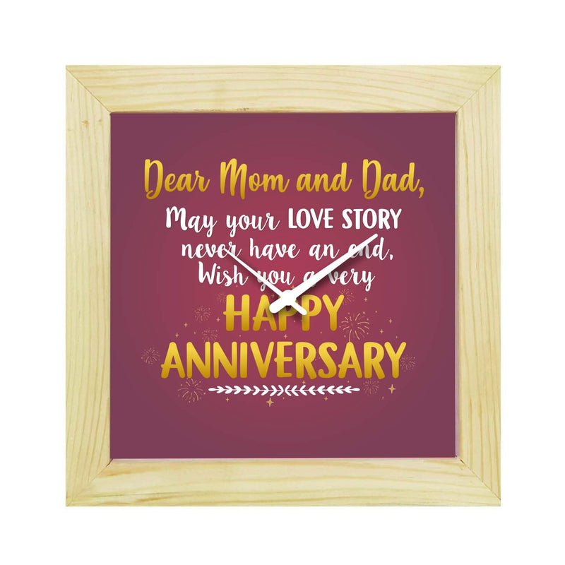 TheYaYaCafe Yaya Cafe for Mom Dad, Table Desk Clock Wooden Framed Unending Love- 8x8 inches