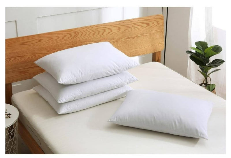 IMSmartMart Black Hosiery Medium Hard Cotton Bed Pillow for Perfect Neck Support (16" x 25") Hard Pillow Set of 04 Satin Strip White