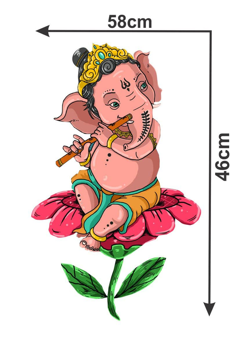 Decor Kraft Ganesh Ji With Flower Wall Sticker & Decal,Size- 58 Cm X 45 Cm,Religious