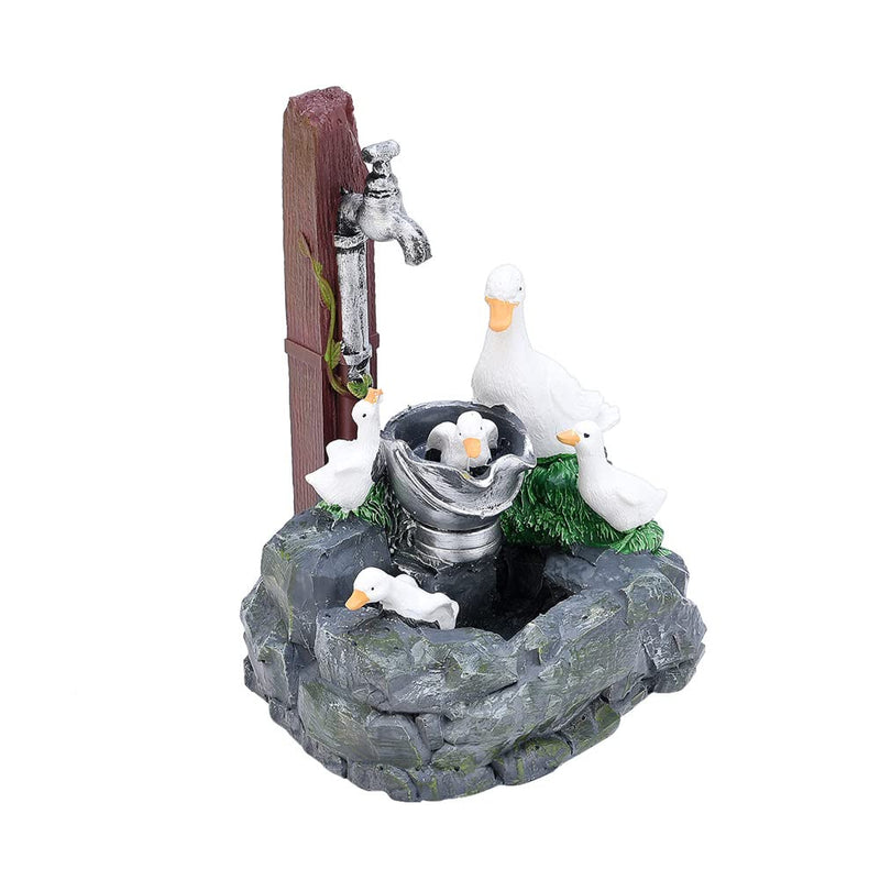 Solar Powered Mini Family Duckl Decorative Water Fountain Quiet and Soothing Water Sound