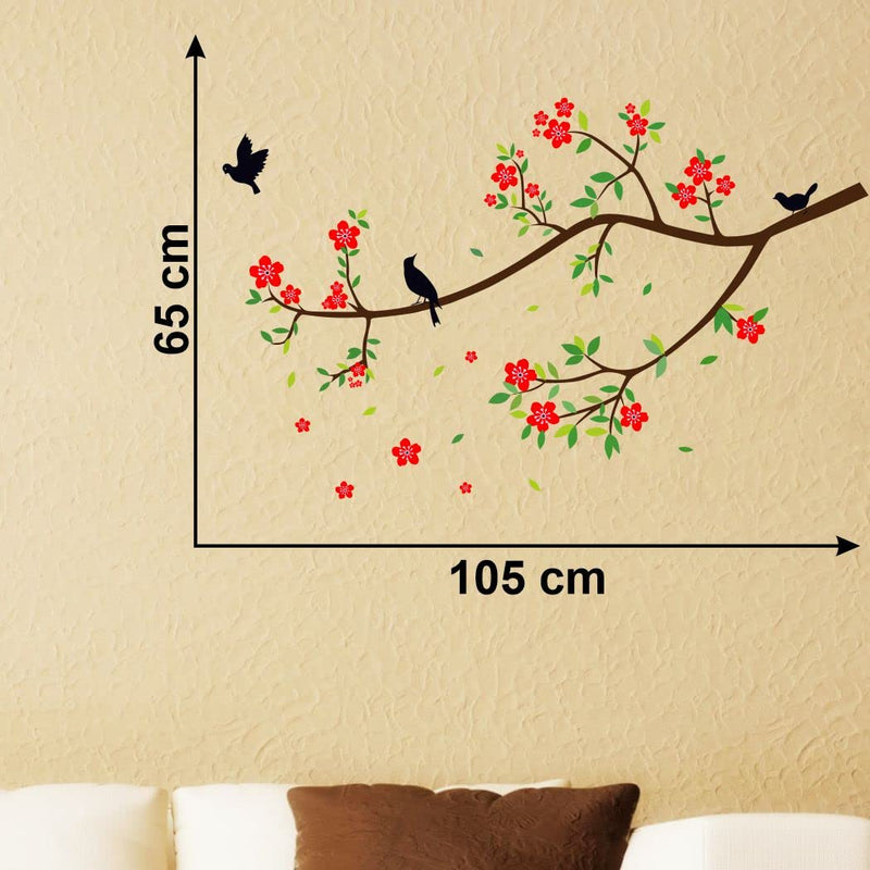 Delight Art Flower with Birds Design Wall Sticker Size - ( 105*65 ) cm Model id - ( DAMC00371L )