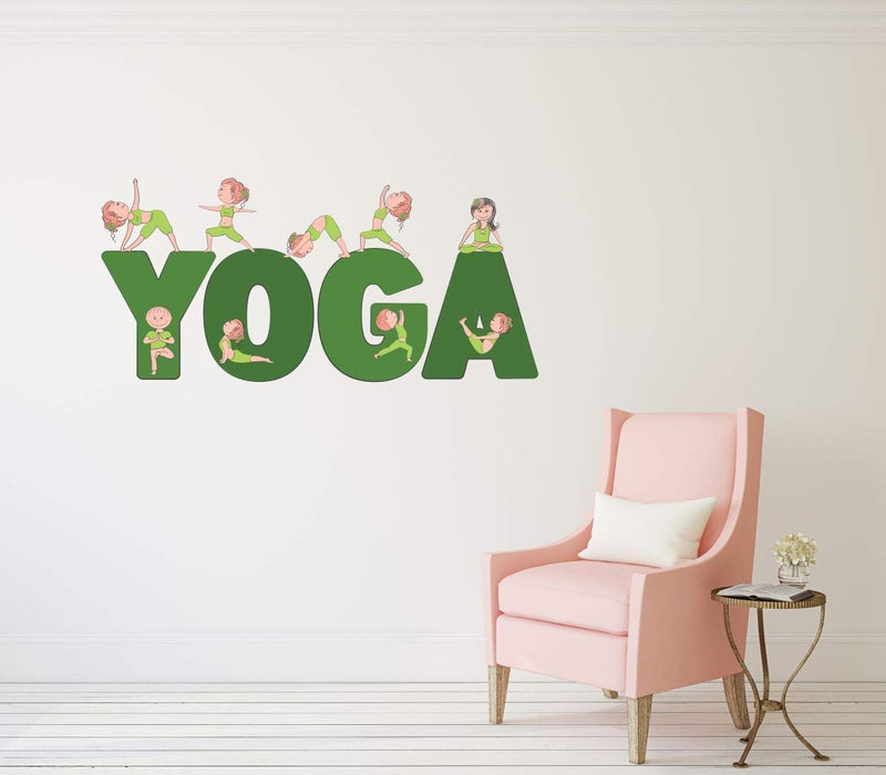 Asmi Collections Self Adhesive Kids Doing Yoga Wall Stickers