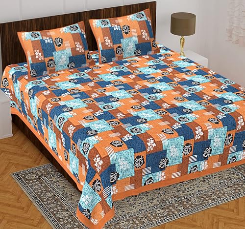 BedZone 100% Cotton Rajasthani Jaipuri Bedsheet for Double Bed King Size with 2 Pillow Covers - FashoinOutlet02