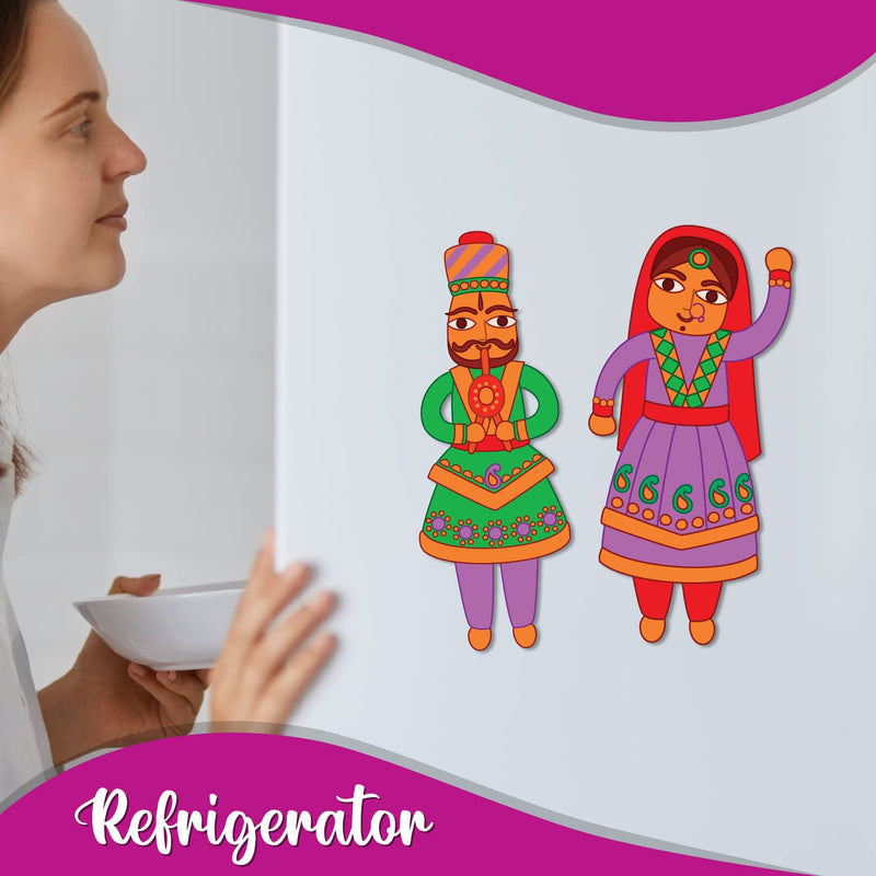 Bhai Please Rajasthani Couple Wooden Fridge Magnet