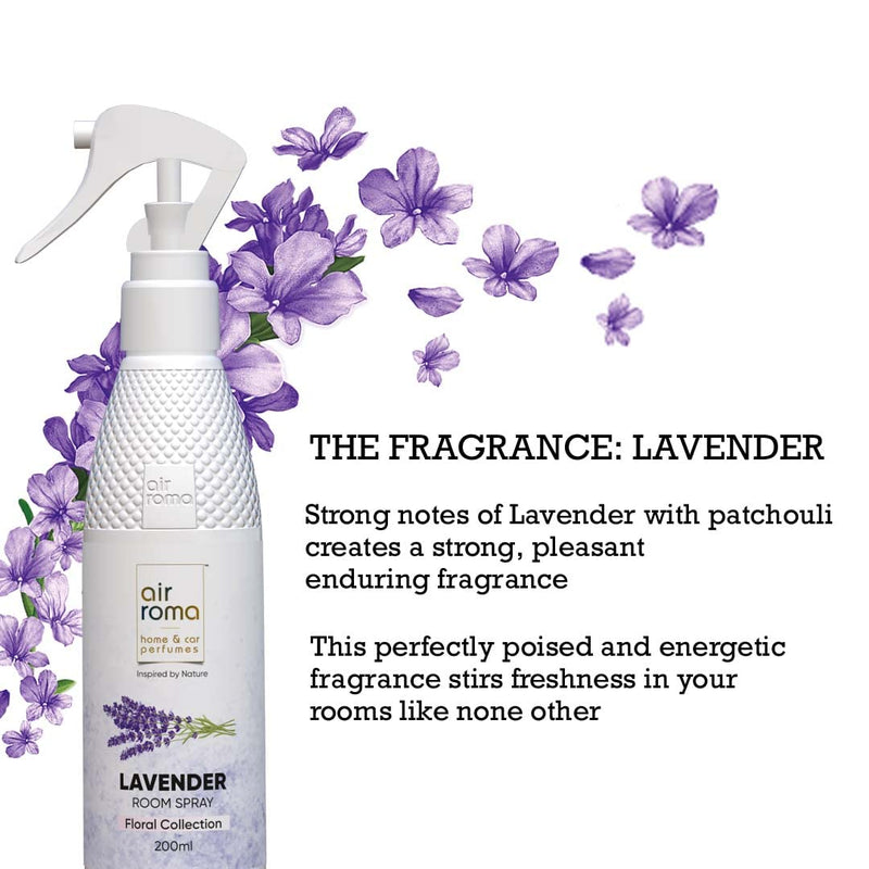 AIR-ROMA Lavendar Air Freshener Spray, 200ml | Long-Lasting Odor Eliminator for Home, Hotel Room & Office