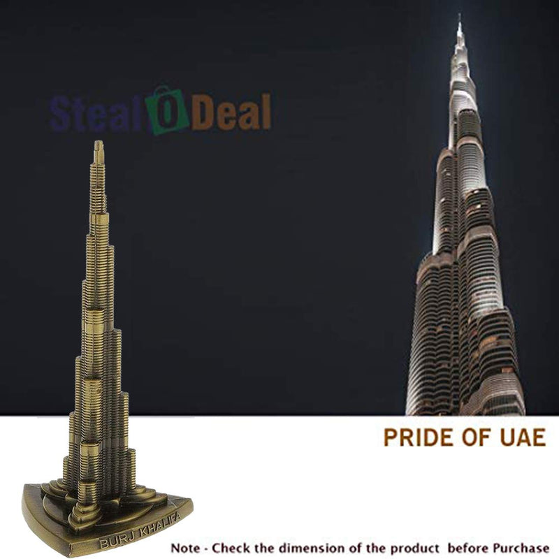 Stealodeal Burj Khalifa UAE Souvenir Decorative Showpiece - 18.5 cm (Brass, Copper)