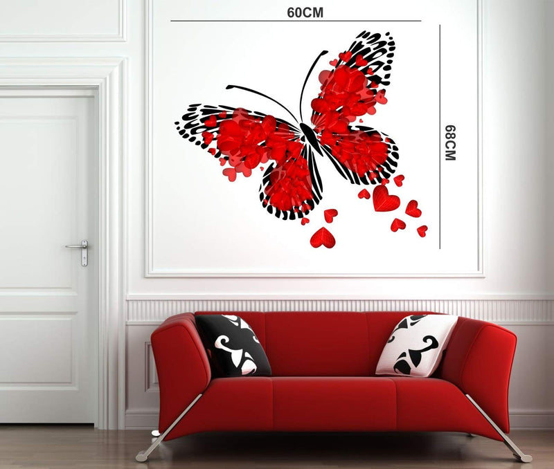 Love Heart Butterfly Self Adhesive VinylWaterproof Decorative Wall Stickers for Hall, Bedroom, Kitchen and Furniture