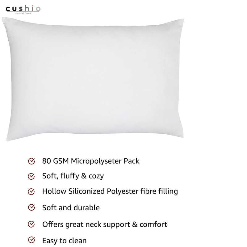 Cushio® Premium Microfibre Pillow (Pack of 1) Supreme Comfort for a Restful Sleep, Sleep Position, Standard Size 24 x16 Inches