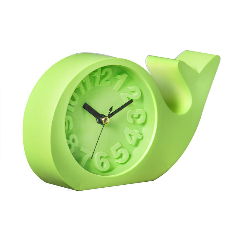 EZ Life Whale - Kids Desk Alarm Clock - PP - Green - Home and Office Décor, Decorative Modern Clock, Living Room, Bedroom Kitchen Office School - Stylish Desk Clock - Pack of 1