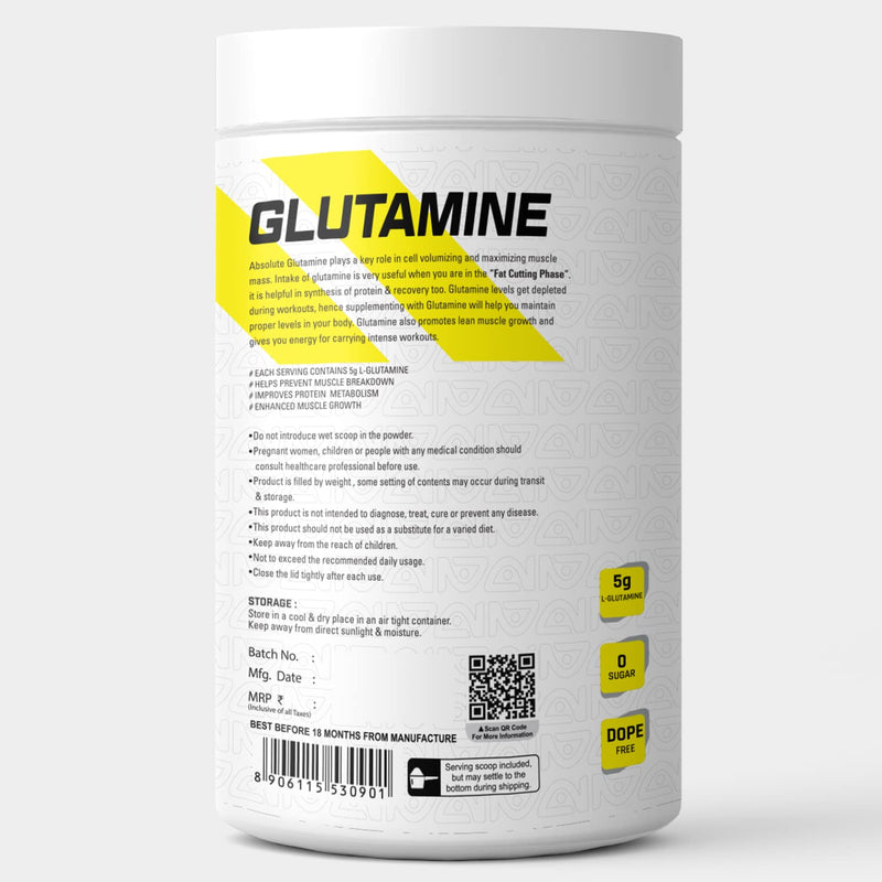 Absolute Nutrition Glutamine Powder - 250 gm Unflavoured