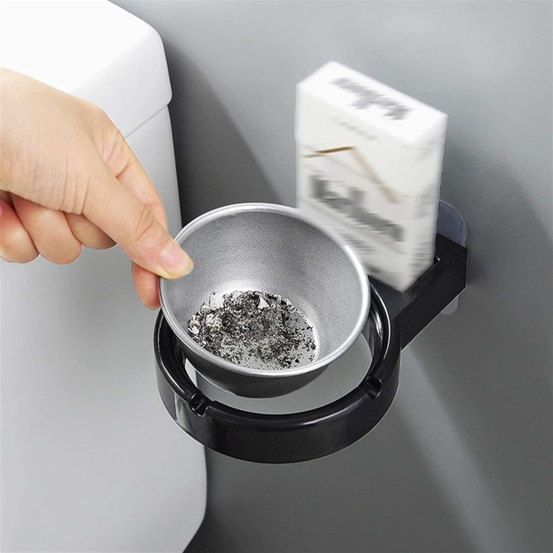 HomeAra Stainless Steel Wall-Mounted Ashtray and Cigarettes Storage Rack Versatile Organizer for Balconies, Tables, Bathroom, Toilet, and Office Practical Cigarettes Lighter Box (Pack of-1, Black)