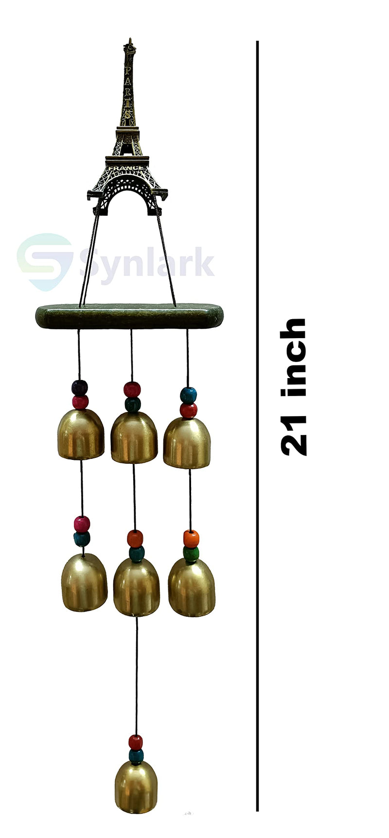 Synlark Effil Tower 7 Bell Feng Shui Positive Energy Metal Wind Chimes for Home & Office Decoration (21 inch) (Effil Tower 7 Bell)