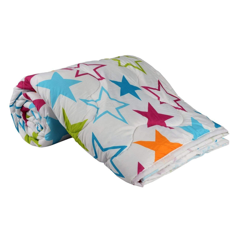 KUSH Cotton Star Printed Lightweight Single Bed Reversible AC Blanket (Multicolour)