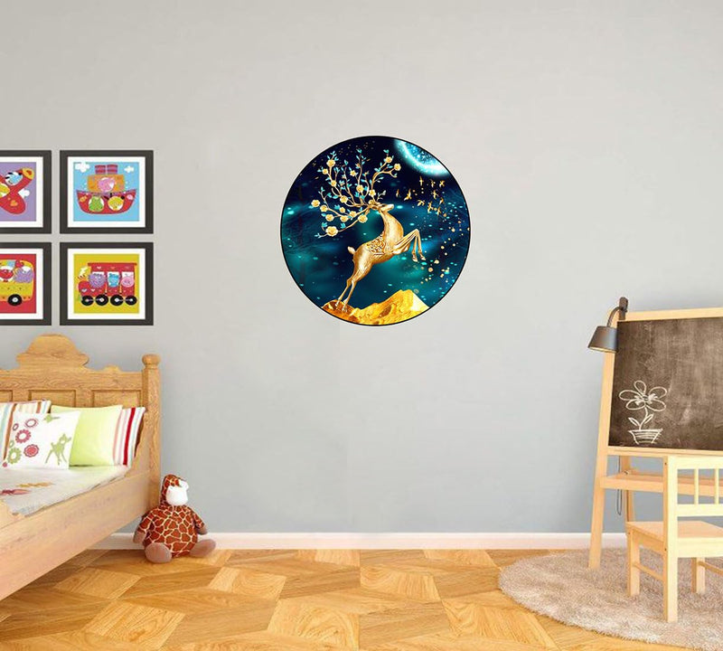 Merical Golden Deer| Size 47 X 47Cms | Wall Stickers for Home, Hall, Bedroom, Kitchen and Living Room