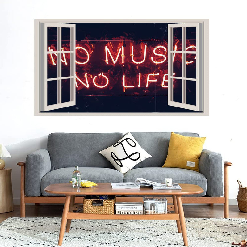 GADGETS WRAP Printed Wall Decal Sticker Fake Window Style Decal (90cm x 50cm) - Music Lovers