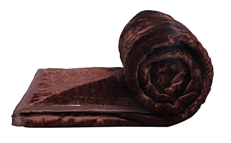 HomyReef 500 TC Winter/Mild-Winter Solid/Floral Light Weight Super Soft Warm Mink Single Bed Blanket for Winter (215 x 152 cm), Lightweight (Brown, Single Bed - 85x60 Inch)