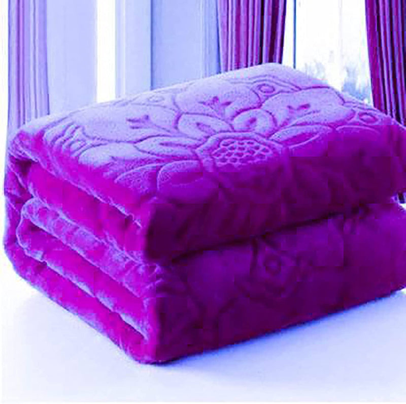 HomyReef Velvet Floral Embossed Super Soft for Winter Heavy Double Bed Mink Blanket (Purple, Double Bed - 90x90 Inch)