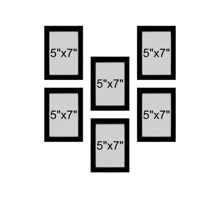 Amazon Brand - Solimo Set of 6 Photo Frames (5"x7"-6pcs) Black