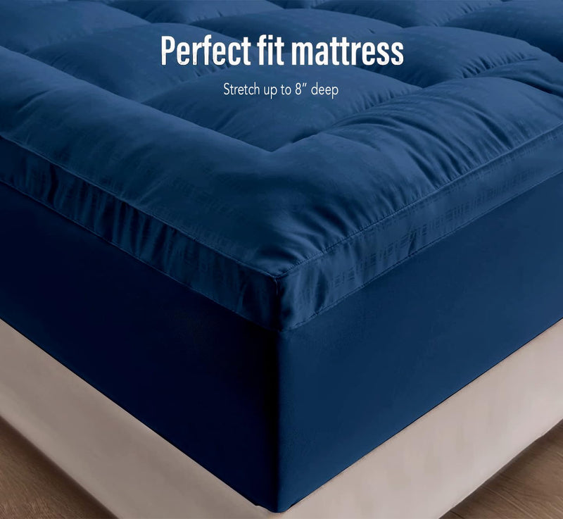 Cloth Fusion 600 GSM Mattress Topper Single Size Bed, Perfect Mattress Pad for Better Sleep (72x48 inches or 6x4 ft, Navy)