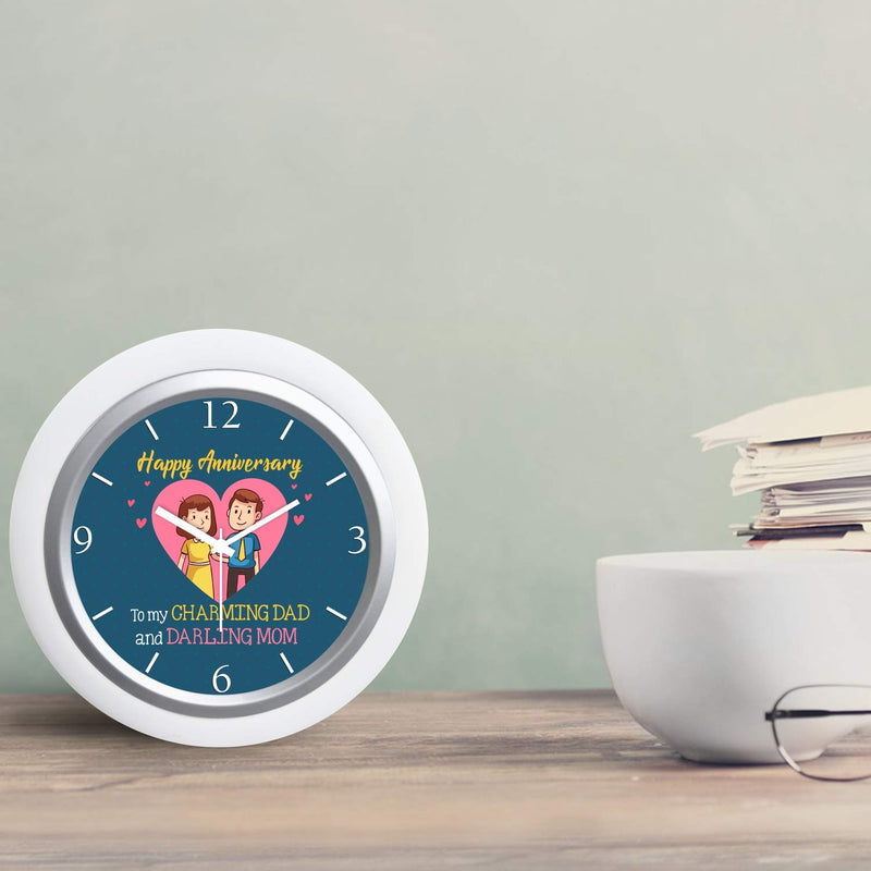 TheYaYaCafe Yaya Cafe for Mom Dad, Table Desk Clock Plastic Framed Charming Dad Darling Mom- 6x6 inches(White Frame, Unbreakable Flexiglass Cover, Analog)