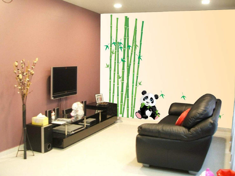 Walltech Panda with Bamboo Sticks Wall Sticker| Beautiful Design Wall Decoration Sticker