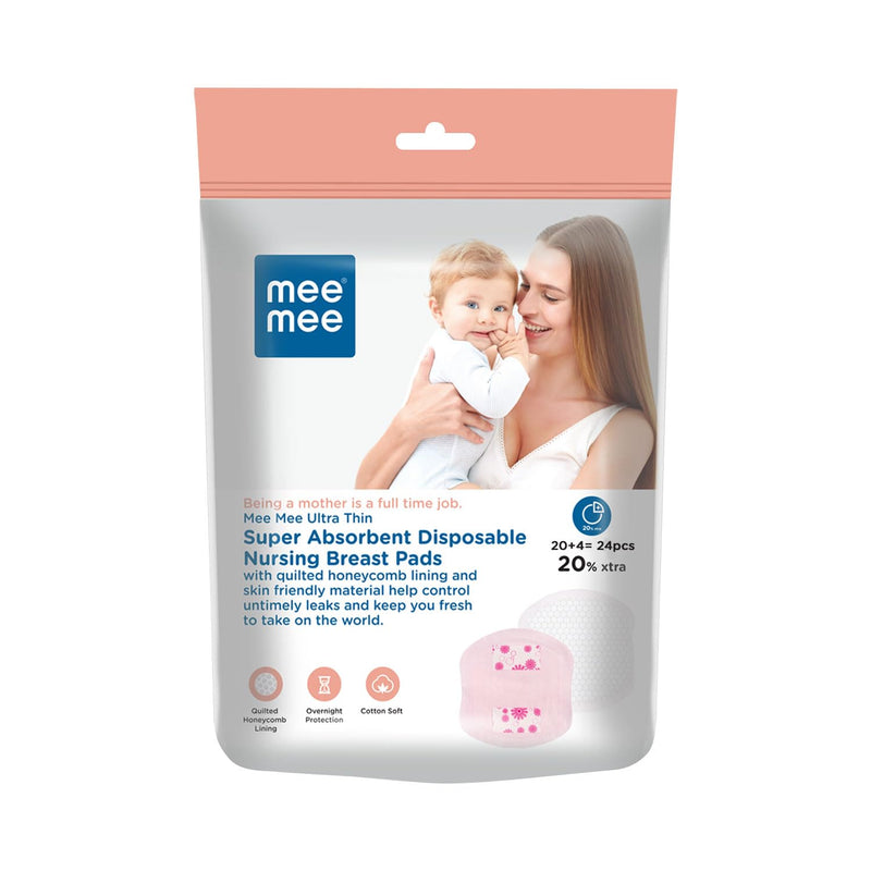 Mee Mee Ultra Thin Disposable Nursing Breast Pads 24 Pcs, Super Absorbent Maternity Pads