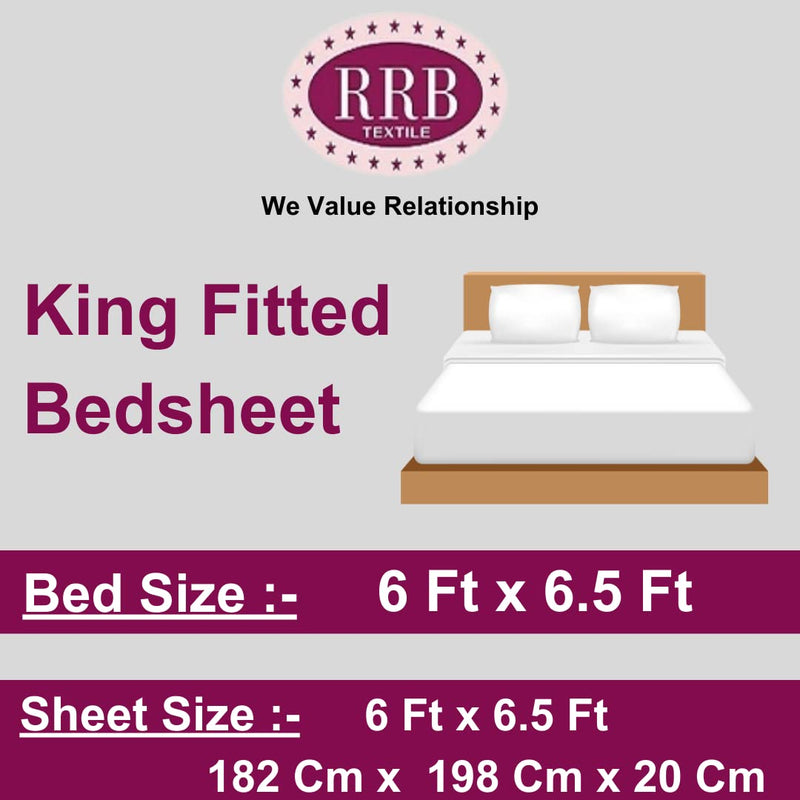 RRB Textile Super Soft All Round (Elastic Fitted) King Size Double Bed Bedsheet with 2 Pillow Covers- 72 Inches x 78 Inches x 8 Inches