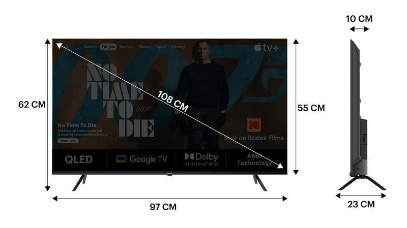 Kodak 108 cm (43 inches) 4K Ultra HD Smart QLED TV 43MT5055 (Black)