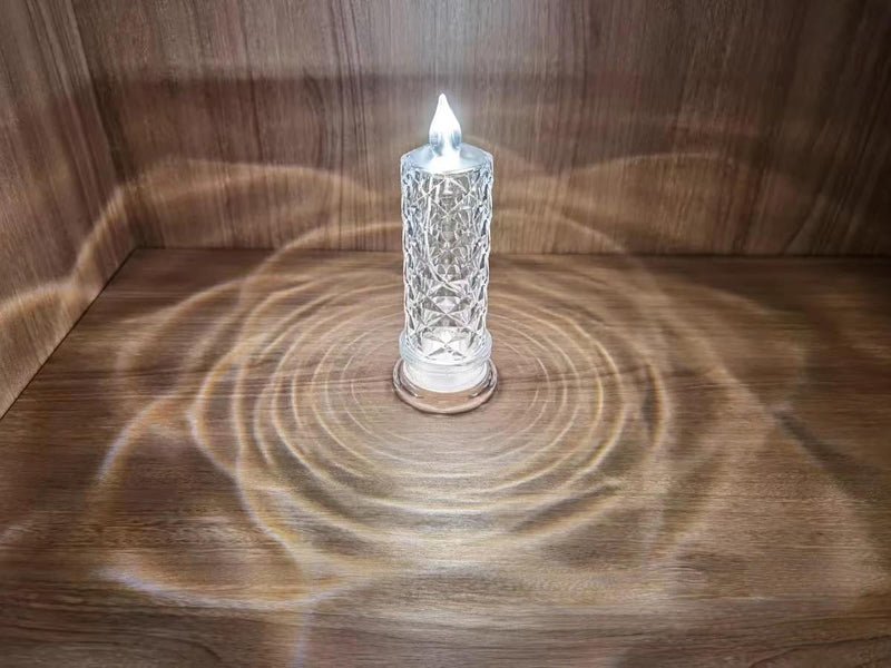 The Decor Affair 4 Pcs Rose Shadow Flameless Candles 2.5 x 7 Inches - Flickering Crystal Pillar Candles with Long-Lasting Batteries for Romantic LED Ambiance on Valentine's Day