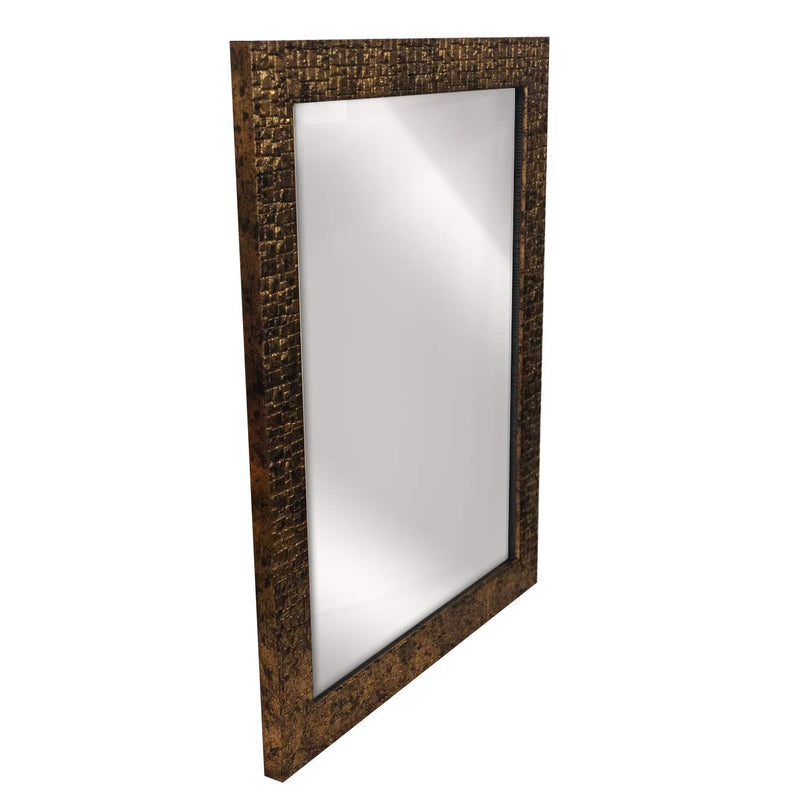 Art Street Lavaliere Fiber Wood Wall Mirror (Outer Size 15 x 21 inch, Antique Copper) (ASWM11305)