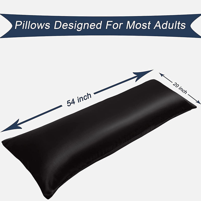 MRRON Memory foam body pillow Hug Pillow for Sleeping, 3 MONTH WARRANTY/Full Body Pillow, Long Pillow for Bed, Pregnancy Pillow for Sleeping, Large Pillow with Velvet Cover, Black