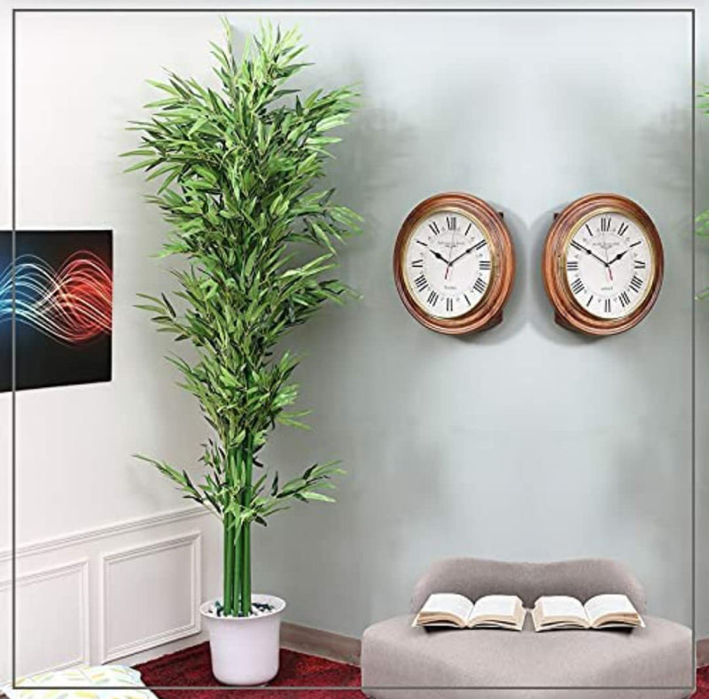 VRB DecTM Artificial Bamboo Tree Plant Leaves Sticks Original Bamboo and Polyester Without Pots (Approx Height : 5 Feet Each) (Pot NOT Included) (Pack of 2 PCS)