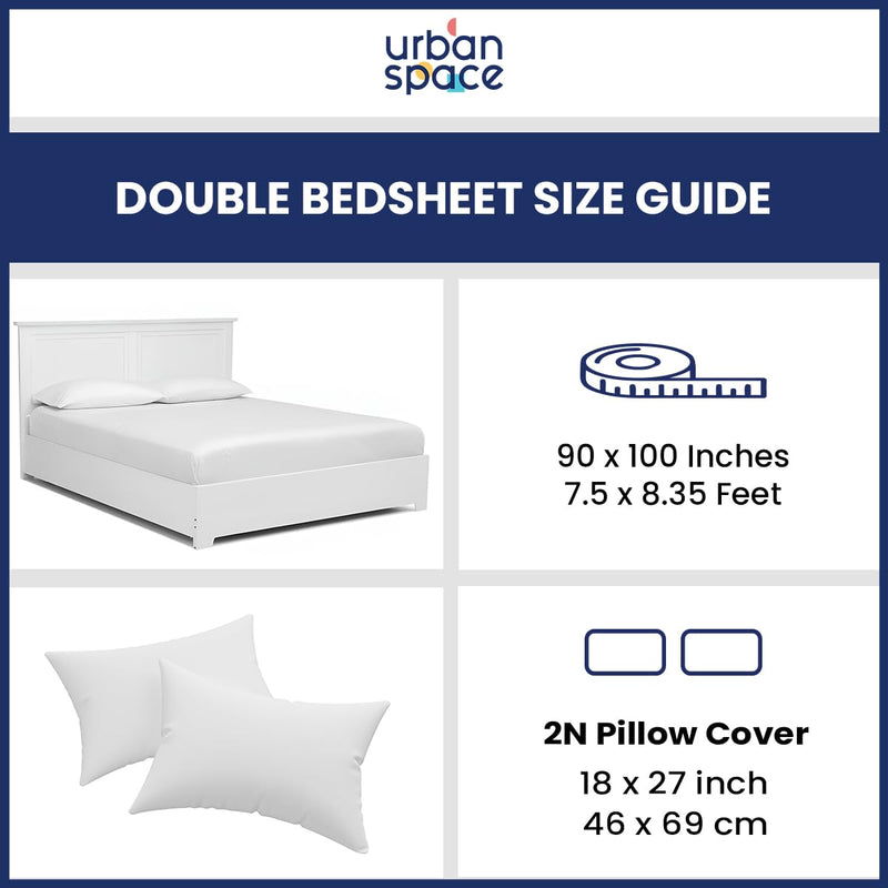 Urban Space Divine 100% Cotton Bedsheet for Double Bed with 2 Pillow Covers, Double Bedsheet (Size 90 x 100 inches, Binary Sky Blue)