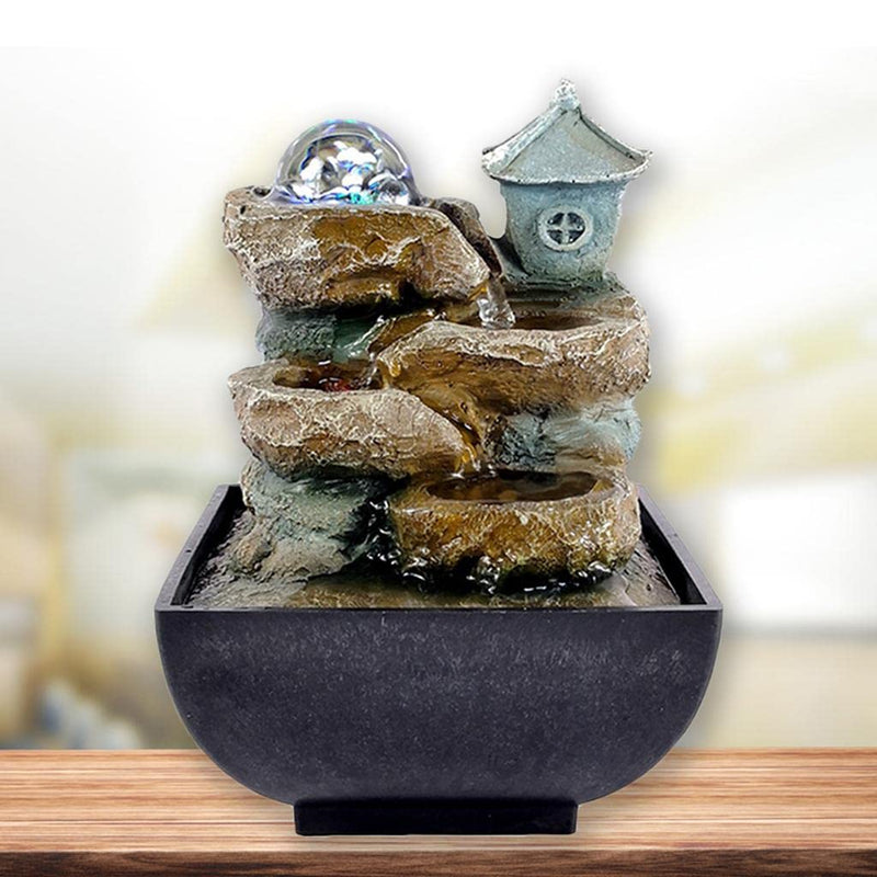 ATORSE® Tabletop Water Fountain Feng Shui Meditation Waterfall Fountain Style 3